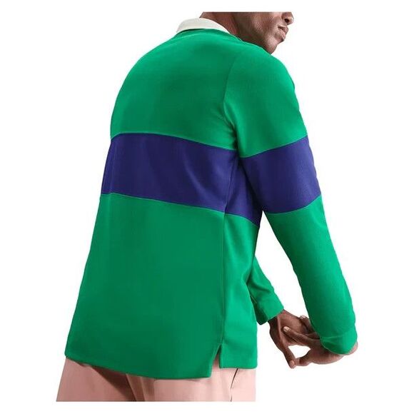 Nike Court Advantage Slam Green Blue Long Sleeve Polo IB8141-324 Mens Size Small - Picture 2 of 10